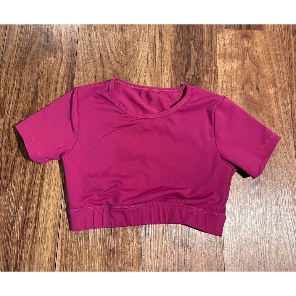 NVGTN Open Back Sports Bra Crop Top Tee Short Sleeve Gym Work Out Pink Size XS
